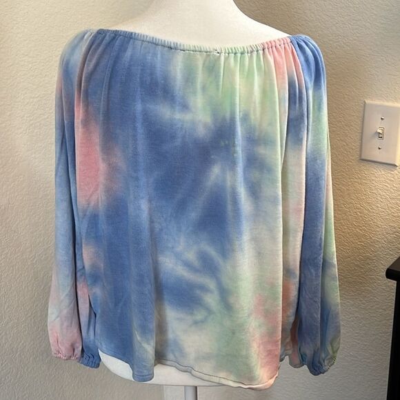 Off-Shoulder Pastel Tie Dye Boho Top - Size S/M - Picture 2 of 5